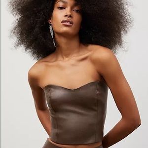 Ten by Babaton Cindy Bustier in brown leather | Aritzia